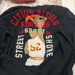 Black Jacket with Basketball Embroidery